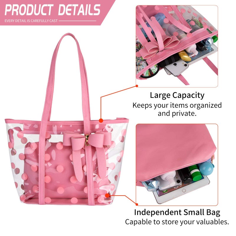 PG6 FF1 Women Waterproof Clear Tote Shoulder Bag Handbag Beach Shopping Work Bag - Image 3
